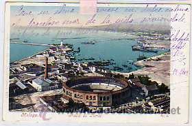 Postales: Malaga. Purger 1825. Papeler&iacute;a catalana 9. Plaza de toros. Reverso sin dividir. Sin circular.