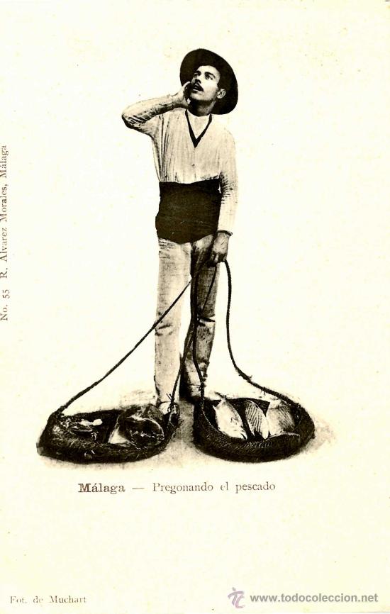 Postales: MALAGA, POSTAL SIGLO XIX PREGONANDO EL PESCADO