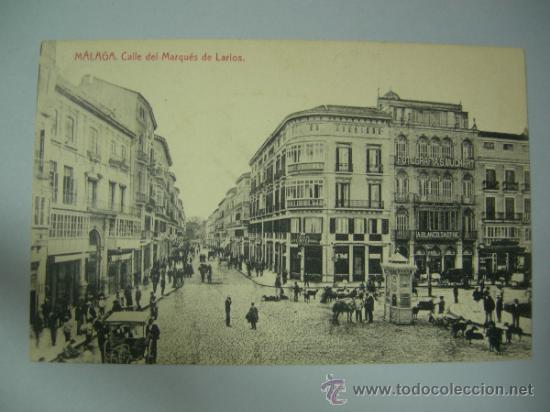 Postales: POSTAL DE MALAGA - CALLE DEL MARQUES DE LARIOS - ED. THOMAS, ANIMADA, CIRCULADA
