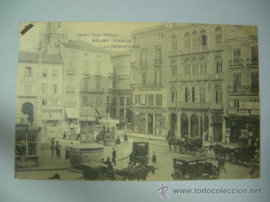Postales: POSTAL DE MALAGA - PLAZA DE LA CONSTITUCION - ED. R. TOVAL, ANIMADA, CIRCULADA