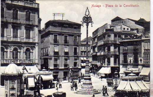 Postales: Malaga. Plaza de la Constituci&oacute;n. Edit Domingo del Rio. Sin circular.