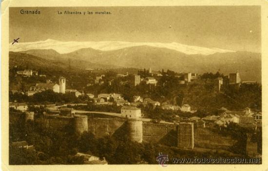 Postales: GRANADA. LA ALHAMBRA Y LAS MURALLAS. - Foto 1