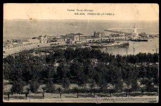 Postkarten: M&aacute;laga. Paseo de la Farola. Rafael Toval. No Circulada. Hauser y Menet.