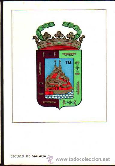 Postales: Escudo de M&aacute;laga.  No circulada. - Foto 1