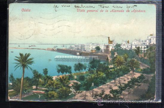 Postkarten: TARJETA POSTAL DE CADIZ - VISTA GENERAL DE LA ALAMEDA DE APODACA. PURGER & CO., MUNCHEN N&ordm; 2673