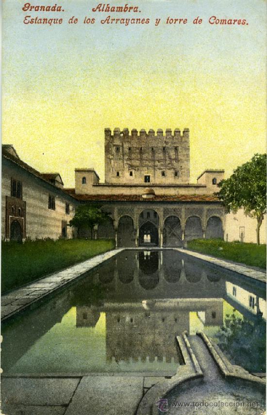 Postales: GRANADA. ALHAMBRA. ESTANQUE DE LOS ARRAYANES Y TORRE DE COMARES. PURGER N&ordm; 5881. - Foto 1