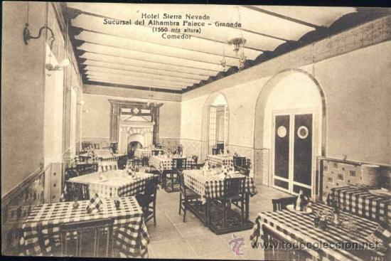 Postales: GRANADA.- HOTEL SIERRA NEVADA-SUCURSAL DEL ALHAMBRA PALACE.- COMEDOR