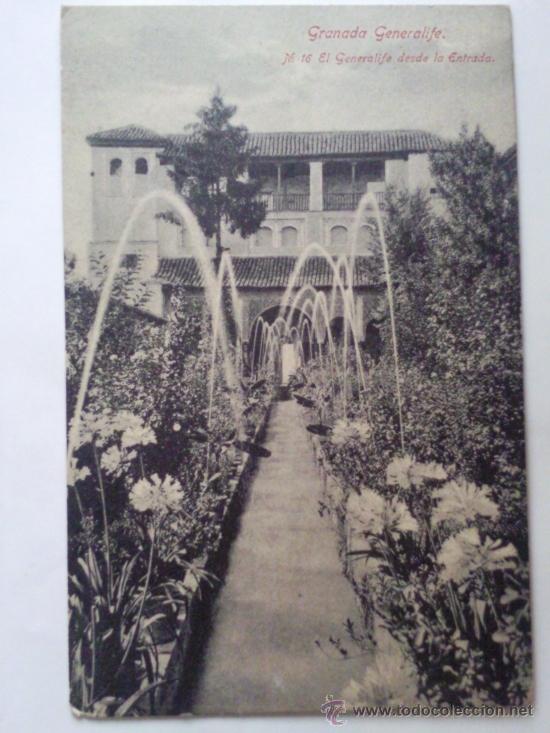 Postales: POSTAL, GRANADA GENERALIFE DESDE LA ENTRADA - Foto 1