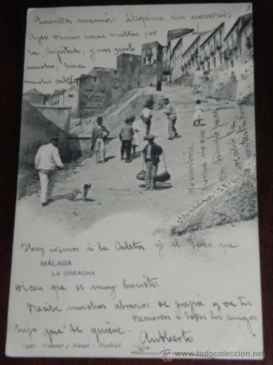 Postales: P&Ograve;STAL DE MALAGA, LA CORACHA, HAUSER Y MENET 1426, CIRCULADA EN 1905 Y SIN DIVIDIR, EXCELENTE ESTADO