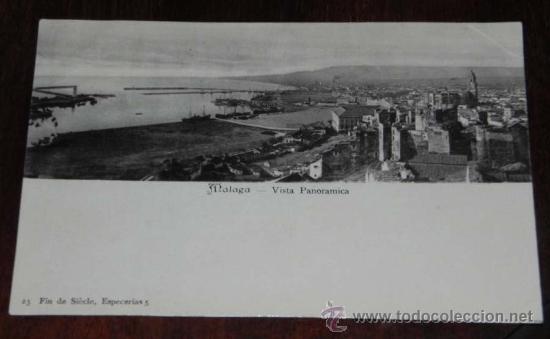 Postales: P&Ograve;STAL DE MALAGA, VISTA PANORCAMICA, COLECCION FIN DE SIECLE 23, SIN CIRCULAR Y SIN DIVIDIR, EXCELEN