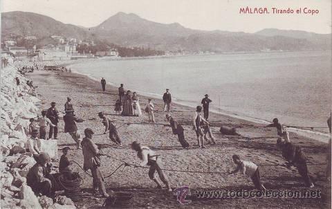 Postales: MALAGA. Tirando el Copo. - Foto 1