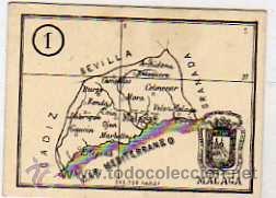 Postales: Cromo antiguo plano de la provincia de M&aacute;laga. 5 x 6 cm