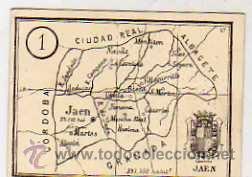 Postales: Cromo con plano de la provincia de Jaen. 5 x 6 cm.