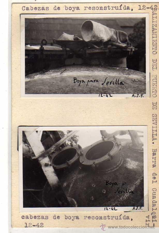 Postales: Montaje fotogr&aacute;fico. Balizamiento del puerto de Sevilla. Cabezas de boya