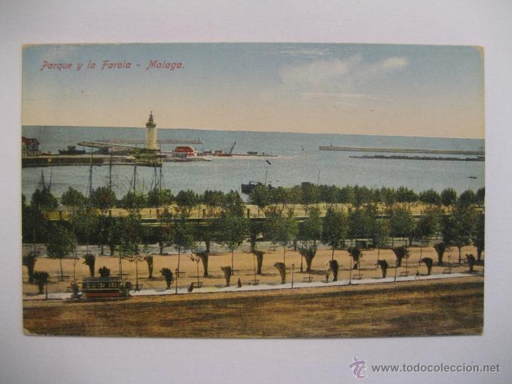 Postales: POSTAL M&Aacute;LAGA, PARQUE Y FAROLA - Foto 1