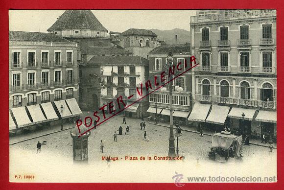 Postales: POSTAL MALAGA , PLAZA DE LA CONSTITUCION , PZ , REVERSO SIN PARTIR ,ORIGINAL , P90345