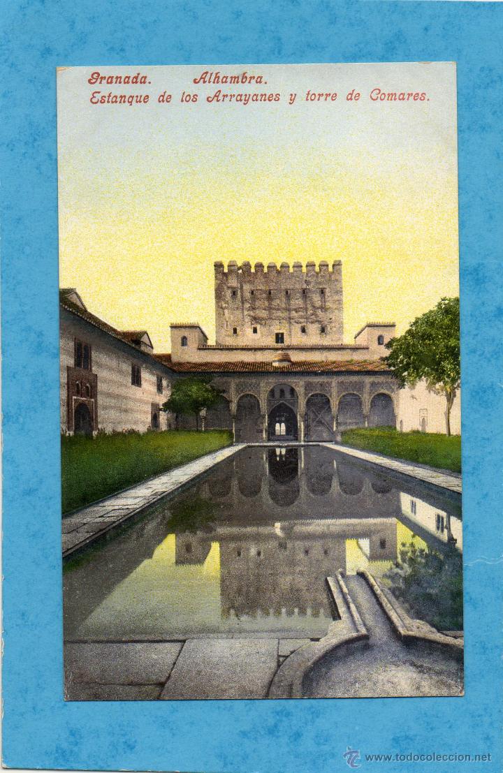 Postales: PRECIOSA POSTAL DE GRANADA ALHAMBRA  ESTANQUE DE LOS ARRAYANES - Foto 1