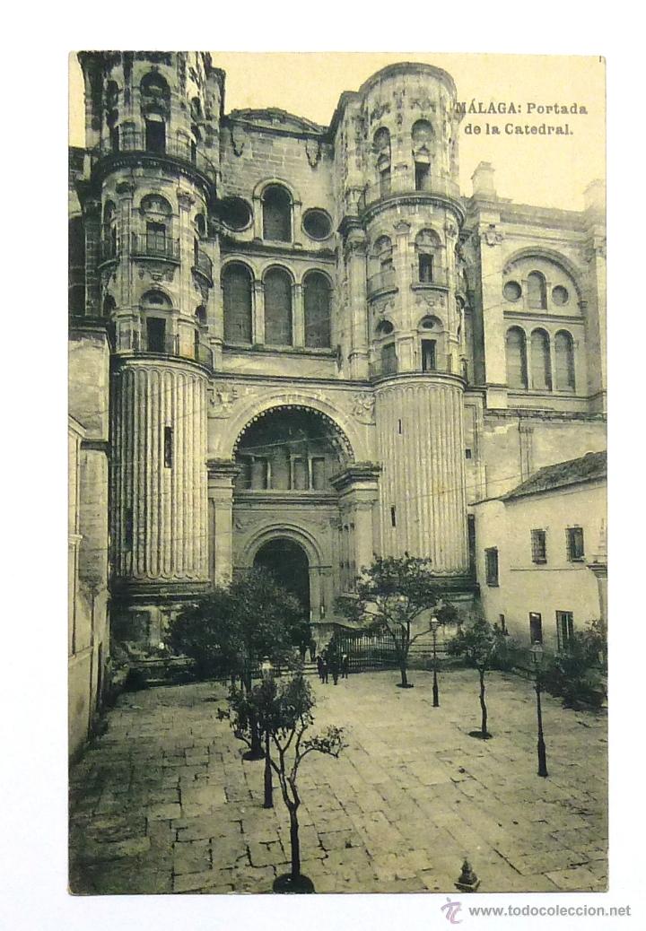 Postales: ANTIGUA POSTAL DE MALAGA. HAUSER Y MENET. PORTADA DE LA CATEDRAL.