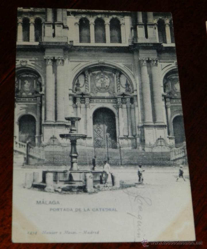 Postales: ANTIGUA POSTAL DE MALAGA, PORTADA DE LA CATEDRAL, ED. HAUSER Y MENET, N. 1434, NO CIRCULADA, ESCRITA