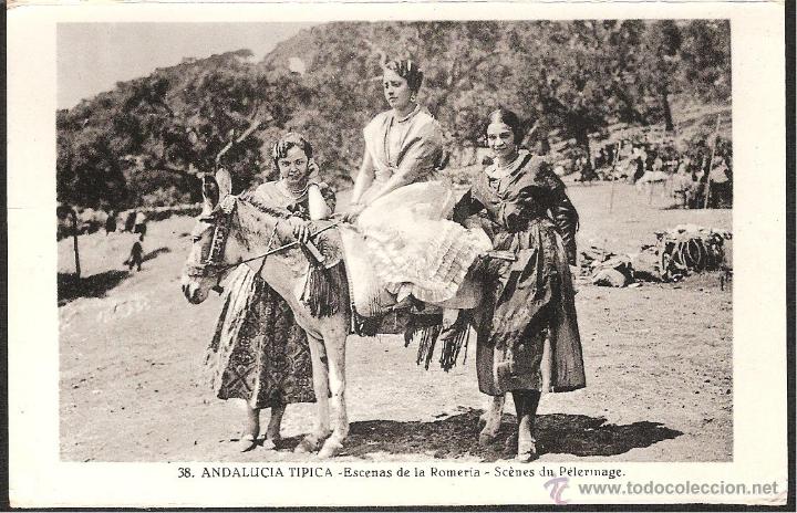 Cartoline: POSTAL ANDALUCIA TIPICA ESCENAS DE LA ROMERIA NUM 38