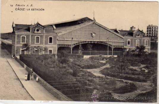 Postales: Cadiz La Estaci&oacute;n Tren Ferrocarril. 14 Edicion A.R. Sin circular.