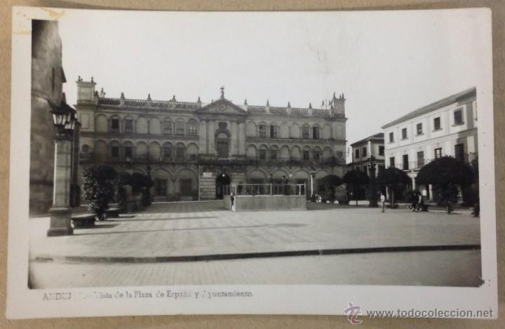 Postales: ANDUJAR. VISTA DE LA PLAZA ESPA&Ntilde;A Y AYUNTAMIENTO. (JAEN)