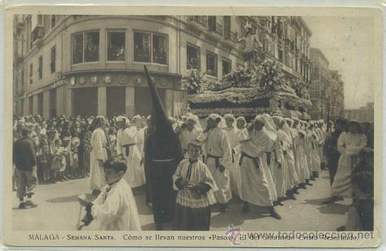 Postales: POSTAL ANTIGUA DE MALAGA. SEMANA SANTA. COMO SE LLEVAN NUESTROS PASOS  P-ANMA-468,3