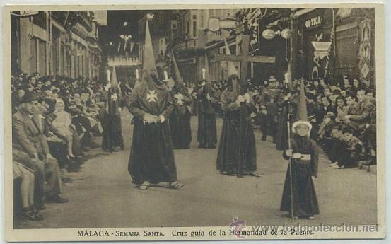 Postales: POSTAL ANTIGUA DE MALAGA. SEMANA SANTA. CRUZ GUIA DE LA HERMANDAD DE LA PUENTE P-ANMA-472,2