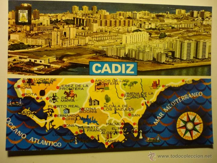 Postales: postal cadiz.-vista panoramica y plano--escrita