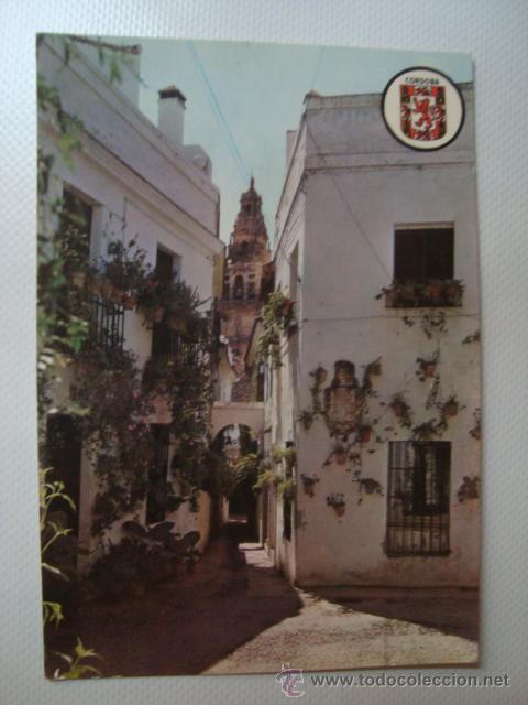 Postales: POSTAL C&Oacute;RDOBA CALLEJA DE LAS FLORES N&ordm; 4 (USADA). ESCUDO REDONDO Y A LA DERECHA.