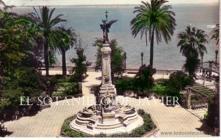 Postales: CADIZ - MONUMENTO AL MARQUES DE COMILLAS - ED. GARCIA GARRABELLA N&ordm; 1024 - POSTAL COLOREADA