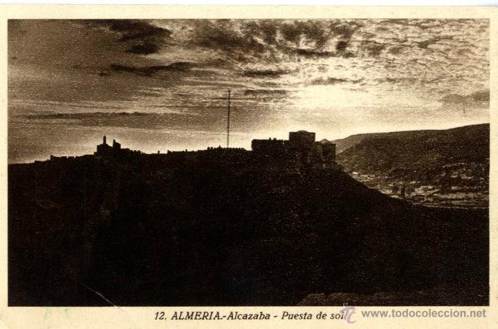 Postcards: 12 ALMER&Iacute;A ALCAZABA PUESTA DE SOL