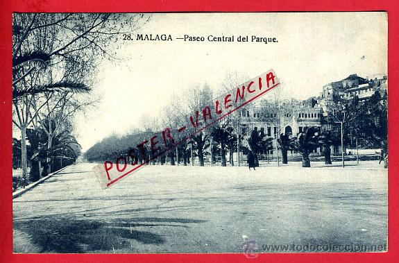 Postales: POSTAL MALAGA, PASEO CENTRAL DEL PARQUE, P93177