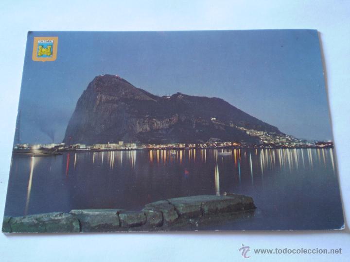 Postales: ANTIGUA POSTAL LA LINEA.N&ordm; 12.VISTA NOCTURNA DEL PE&Ntilde;ON DE GIBRALTAR.FISA,A&Ntilde;OS 70,80.