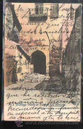 Postkarten: TARJETA POSTAL DE MALAGA - PUERTA DE ENTRADA A LA ALCAZABA. N&ordm; 4. ALMACENES LA LLAVE