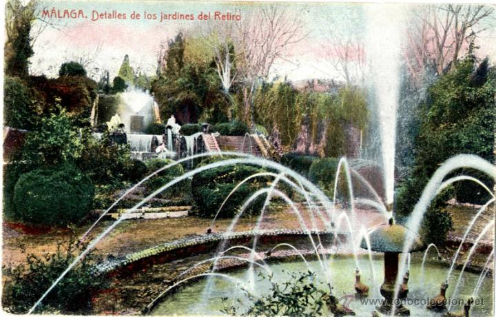 Postales: MALAGA DETALLE DE LOS JARDINES DEL RETIRO EDIT THOMAS