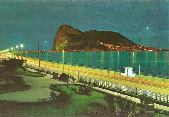 Postales: POSTAL LA LINEA DE LA CONCEPCION- PE&Ntilde;ON DE GIBRALTAR-NOCTURNA, SIN CIRCULAR