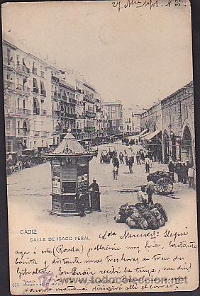 Postales: POSTAL CADIZ CALLE DE ISAAC PERAL - Foto 1