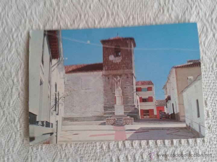 Postales: POSTAL DE SANTIAGO DE LA ESPADA. JAEN. MONUMENTO AL SAGRADO CORAZON IGLESIA SANTIAGO APOSTOL A&Ntilde;OS 70