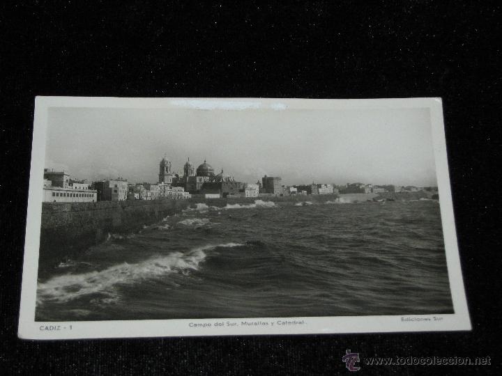 Postales: CADIZ - CAMPO DEL SUR MURALLAS Y CATEDRAL - EDICIONES DEL SUR N&ordm; 1