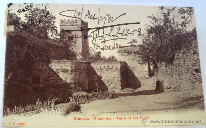 Postales: POSTAL GRANADA ALHAMBRA TORRE DE LOS PICOS - Foto 1