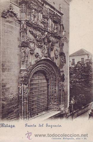 Postais: MALAGA. Puerta del Sagrario. Colecci&oacute;n Malague&ntilde;a n&ordm; 10. Postal 14x9 sin circular.
