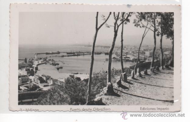 Postales: MALAGA N&ordm; 3 PUERTO DESDE GIBRALFARO / EDICIONES IMPERIO / FRANQUEADA