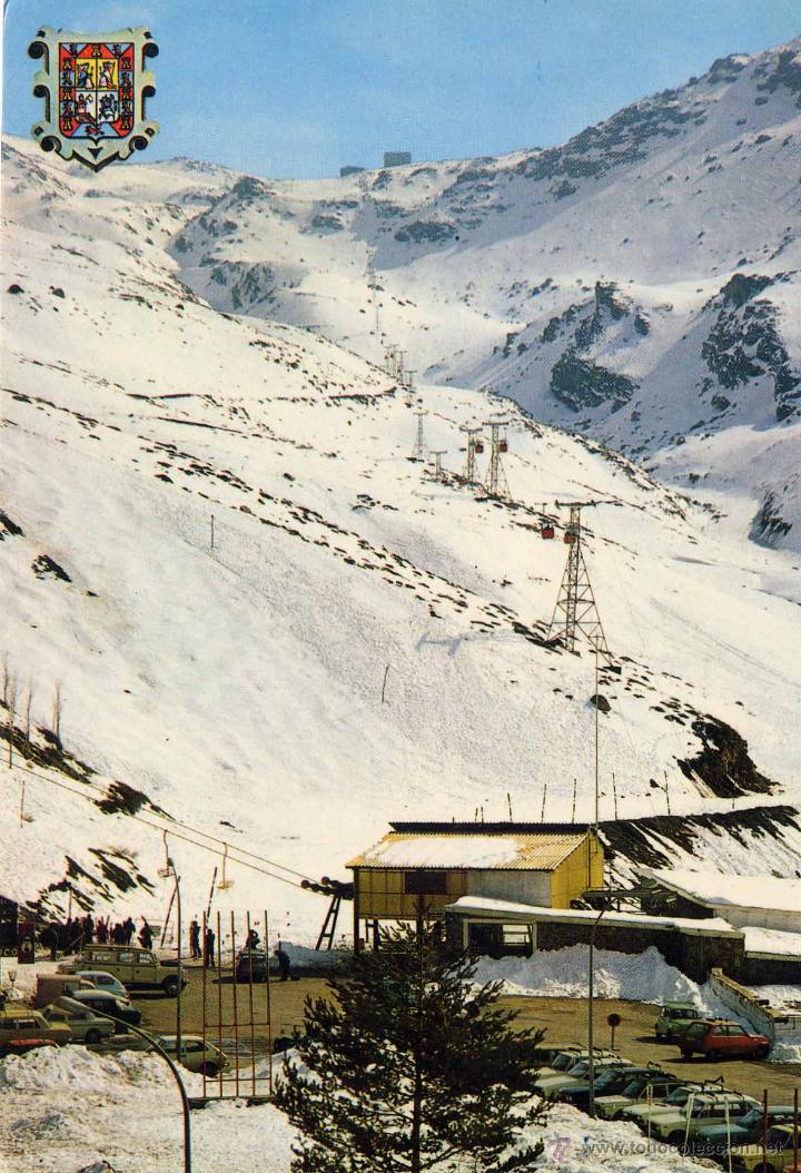Postales: GRANADA.-SIERRA NEVADA.-TELECABINA A BORREGUILES Y VELETA