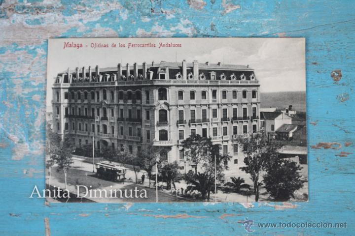 Postales: ANTIGUA POSTAL DE MALAGA - OFICINAS DE LOS FERROCARRILES ANDALUCES - EDIT. DOMINGO DEL RIO - NO CIRC