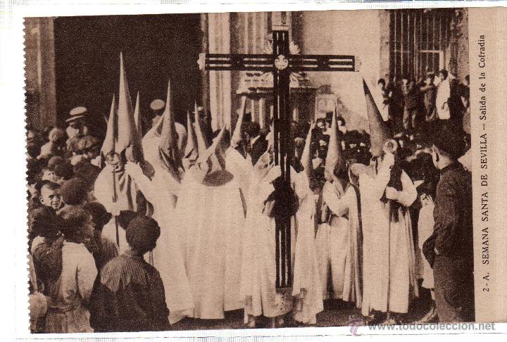 Postkarten: TARJETA POSTAL DE SEMANA SANTA DE SEVILLA. SALIDA DE LA COFRADIA. N&ordm; 2A