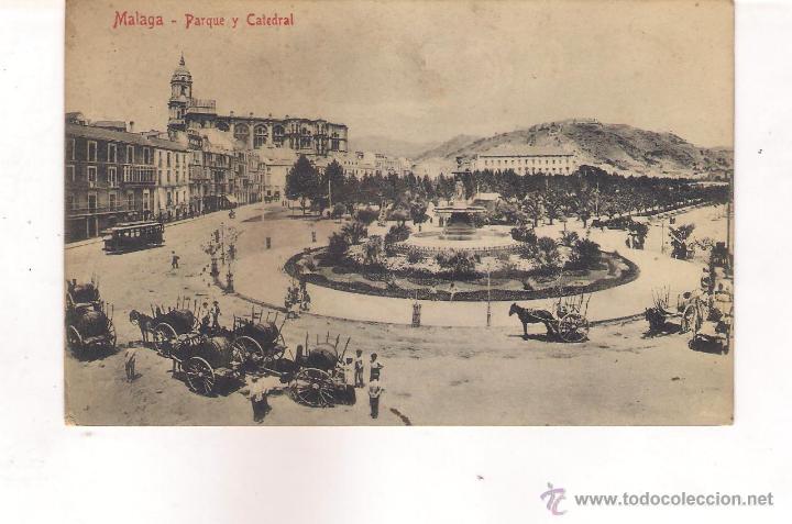 Cartes Postales: POSTAL DE MALAGA  PARQUE Y CATEDRAL .