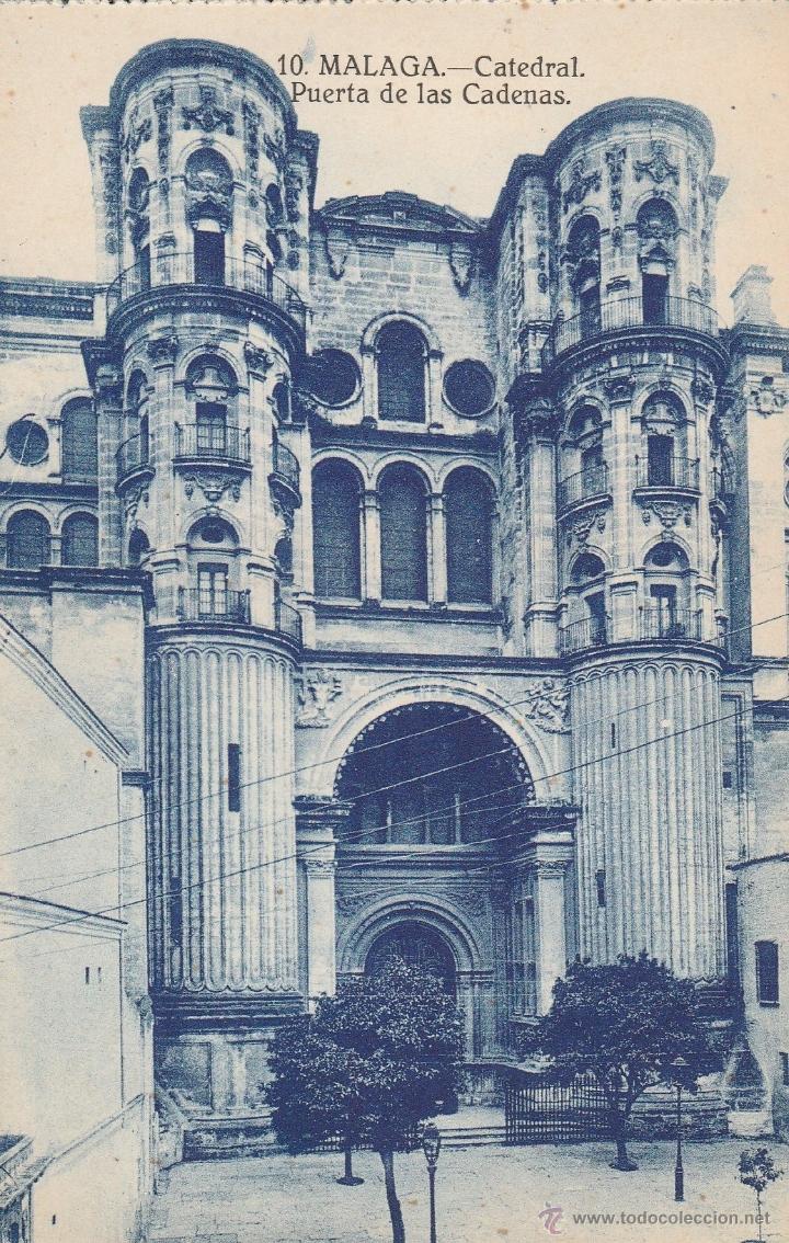 Postales: N&ordm; 16250 POSTAL CATEDRAL PUERTA DE LAS CADENAS MALAGA