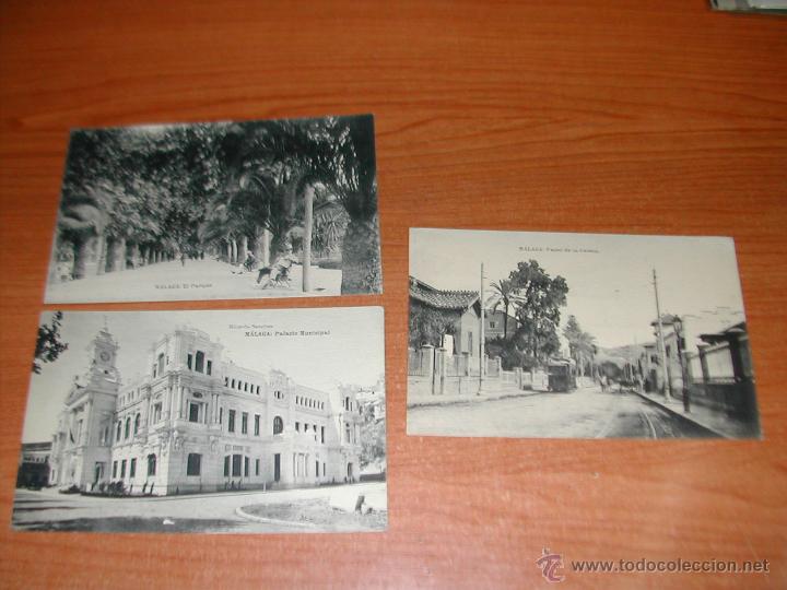 Postales: 3 POSTALES. MALAGA. FOTOTIPIA HAUSER Y MENET. A&Ntilde;OS 1930. 1870.