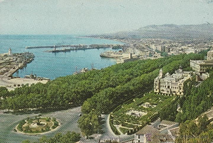 Postales: N&ordm; 17126 POSTAL MALAGA JARDINES DE PUERTA OSCURA Y PUERTO
